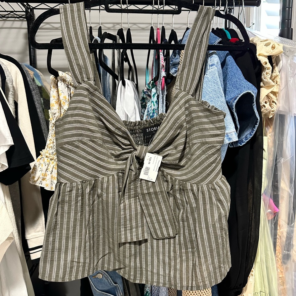 Storia Olive Striped Tank Top